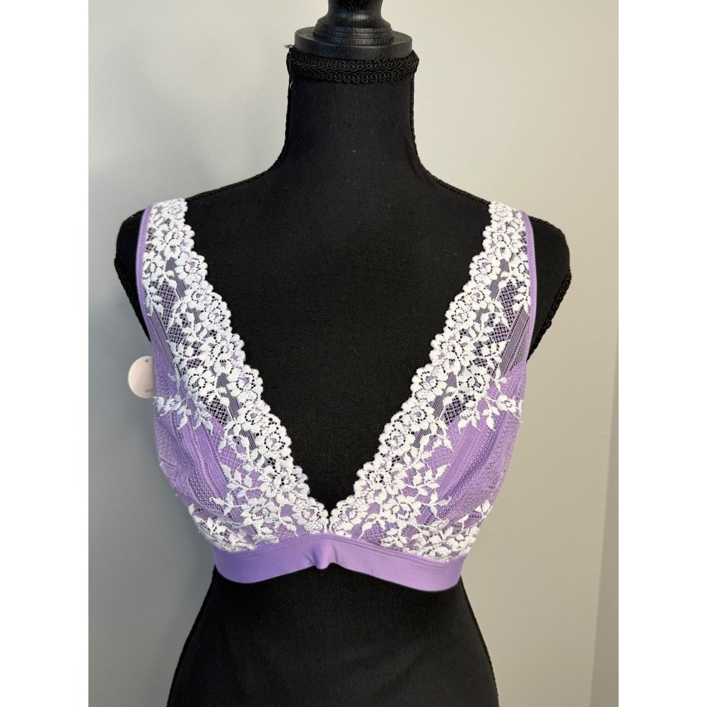 Wacoal B-Smooth Lace Bralette Lavender Purple White Convertible J-Hook 852191 38